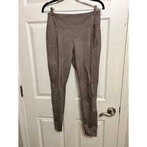 ATHLETA M Delancey Gleam Moto Tight Bluff Gray Travel City Legging Ankle Zipper